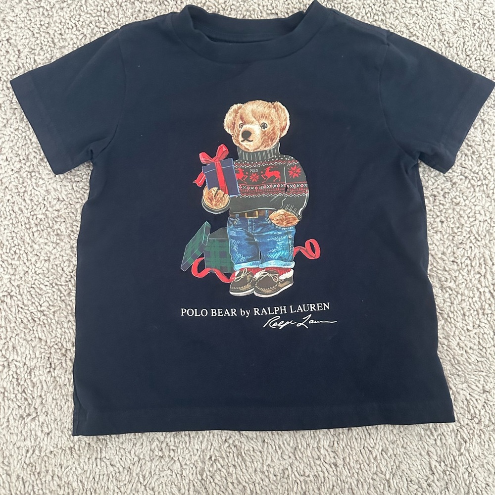 Polo by Ralph Lauren Kids Navy Holiday Bear T shirt